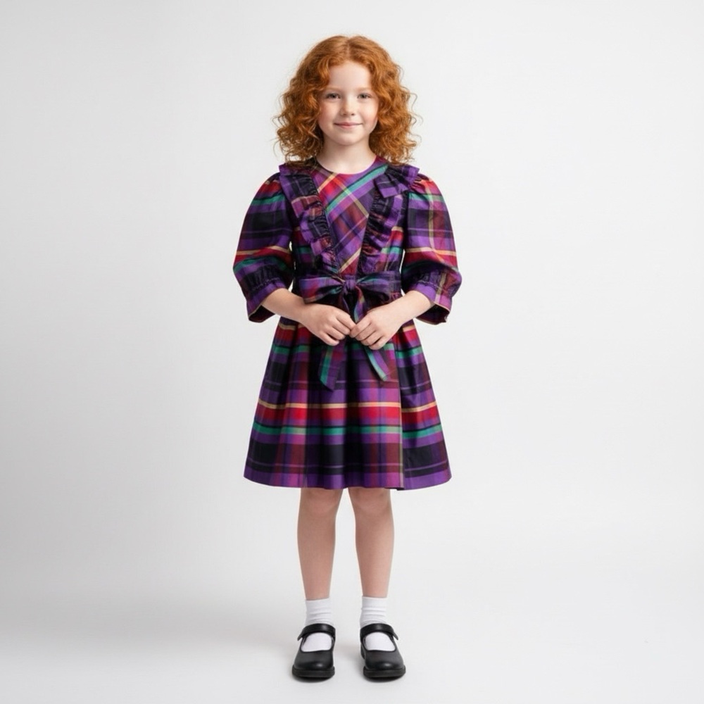 Yves Saint Laurent Vintage 1980s rare taffeta plaid occasion dress, EUC, 5/6*